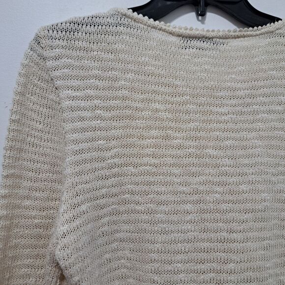 Zara Boho Floral Knit Crochet Coastal Minimalist Cardigan Cream Large - Picture 12 of 15